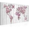 Runa Art Quadri Moderni Mappa Del Mondo Fiori Tela Non Tessuta Soggiorno Corridoio Vintage Rosa Grigio 023212b