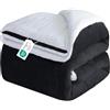 RUMBALUXY Coperta in pile Sherpa per l'inverno, nero, 152x203cm | morbida coperta in peluche, coperta spessa e calda per l'inverno