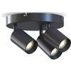 CALEX Faretto da Soffitto LED, 3 Luci, Rotondo, GU10, Nero e Oro | Include due anelli intercambiabili, con finitura nera o dorata a scelta secondo il tuo stile