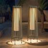 TRIROCKS Lampada da Terra per Esterni 2 Pezzi, Lanterna a Energia Solare, in Vimini, Lampada da Patio Solare con Corda Olifen Impermeabile in Rattan, Lampada da Terrazzo Solare per Patio, Giardino