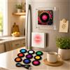 Generic Christmas Vinyl Player Fridge Record NFC Magnetic Music Box Set | Mini vinile per frigorifero con magnete: giradischi decorativo programmabile con 9 dischi NFC e display audio personalizzato