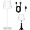 ANTELA Lampada LED da Tavolo Senza Fili Ricaricabile, Dimmer Touch Dimmerabili con USB-C, Lampada da Scrivania Portabile, per Interni/Esterni, Ristorante/Camera da Letto/Bar, Bianco