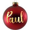 Happenings Pallone di Natale personalizzato con nome o testo desiderato, diametro 10 cm, pallone per albero di Natale in vetro opaco/lucido, decorazioni natalizie individuali, testo dorato (rosso opaco)