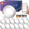 DUSKTEC Faretti LED da Incasso per Cartongesso Nichel Smart Bluetooth, 12 Pezzi | Faretti LED Soffitto Alexa, 2700K-6000K Bianco Freddo Caldo, Dimmerabili con APP, IP44 220V Faretto Foro 68-85mm