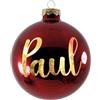 Happenings Palla di Natale personalizzata con nome o testo desiderato, diametro 10 cm, palla per albero di Natale in vetro opaco/lucido, decorazione natalizia individuale, testo dorato (rosso lucido)