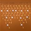 damastoreitalia Tenda Luminosa Natalizia 6 metri Stalattiti a LED 256 Luci Bianco Caldo + Flash Bianco Freddo per Interno ed Esterno IP44 (Luce calda + flash bianco, 6 Metri)