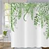 ASDCXZ Verde Eucalipto Tenda da Doccia 180x200 cm, Verde Foglie di Eucalipto Primavera Acquerello Piante Impermeabile Tenda da Bagno Poliestere Tessuto Lavabile Tende Doccia per Vasca con 12 Ganci