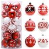 KAHEIGN 30 Pezzi Palline di Natale, 6CM Rosso Bianco Ornamenti di Palle di Natale Palline di Natale Infrangibili da Appendere per Albero di Natale Vacanze Casa Natale Festa Decorazione (6 Stili)