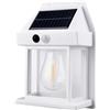 Mediawave Store - Lampada Ricarica Solare a Parete Esterno, BK-888, Luce Calda, Sensore di Movimento, Luce per Campeggio, Terrazzo, Giardino, Lampada Ricarica Solare (17x12x6, Bianco)