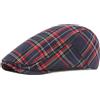 DORRISO Uomo Piatto Berretto Righe Quadri Design Leggero Berretto Baschi Scozzesi Cotone Basco Newsboy Flat Cappello Confortevole Uomo Viaggio Vacanza Cappelli