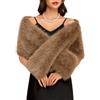 Vijamiy Donna Pelliccia Sintetica Stola Matrimonio Fessura Nascosta | Pelliccia sintetica lussuosa, design 2-in-1 sciarpa-stola, taglia unica, elegante matrimonio