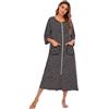RONGTAI Camicie da notte da donna a mezza manica con cerniera camicia da notte comoda vestaglia da notte stampata alla moda con tasche