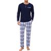 Uniexcosm Pigiama Uomo Invernale Cotone, Maniche Lunghe | 95% o 65% cotone, collo serafino con 3 bottoni, taschino, maniche lunghe, pantaloni scozzesi, vita elastica e tasche