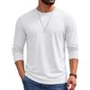 COOFANDY Maglietta Uomo Manica Lunga 100% Cotone Girocollo T-Shirt Basic Tinta Unita