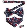 Alizeal Set di papillon, fazzoletto e gemelli da uomo con motivo floreale | Morbido e confortevole al tatto, elegante stampa floreale, abbigliamento formale per matrimoni e affari