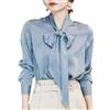 RUHANE Camicetta di Seta per Le Donne Camicia di Pura Seta Manica Lunga Bow-Tie Collo Button Up Camicia Formale Signore Elegante Ufficio Top di Seta di Lusso