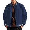 Rayson Giacca College da Uomo con Bottoni a Pressione Baseball Jacket | Stile College Felpa, Bomber invernale Autunno Polsini a Righe, Vestibilità Comoda, Tasche Laterali, Colletto a Costine