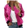 Generisch Giacca glitterata da donna lucida, bomber con paillette, slim fit, a maniche lunghe, con paillettes, elegante, corta, per feste, carnevale