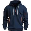 duaicnvow Felpa Uomo con Mezza zip Cappuccio Maglia Lavoro Cotone Invernale Giacca | Felpe da Lavoro con Cerniera Intera Tasche Frontali Tinta Unita Sweatshirt Leggera Trekking Sport Giacca Maglie Maglione