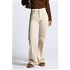 Dondup Pantalone Velluto Amber Avorio Donna