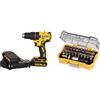 DeWalt Dcd777S2T-Qw Driver Per Trapano Senza Spazzole (18 V, 1.5 Ah), 0-500/1750 Giri/Min, Nero E Giallo & Dt7969-Qz Set Avvitatura Composto Da 32 Pezzi Assortiti, Adattatore Magnetico 1/4