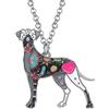 DUOWEI Alano Cane Collana 18'' In Acciaio Inox Catena Alano Collana Ciondolo Unico Smalto Floreale Charm Gioielli Regali
