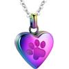 InfuMemo Collana commemorativa con urna commemorativa per ceneri di cane/gatto a forma di cuore per animali domestici, urna commemorativa con impronta di zampa, gioiello commemorativo per ceneri