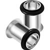 KJM FASHION 2PCS Stainless Steel Single Flared Stretcher Ear Tunnel Gauge Plug Earring Lobe Piercing Jewellery Choose Sizes