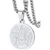FaithHeart Collana Uomo Acciaio Ciondolo Pentagramma Sigillo di Salomone Lucidato Collana Amuleto Talismano Collana Argento Nero Oro Regalo Compleanno