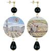IN Lebole Collezione The Circle DOR115 Torino Orecchini da Donna in Ottone Pietra Nera