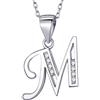 MASADA Collana in Argento 925 - Ciondolo Lettera Iniziale con Pietre Zircone - Iniziali Nome per Donna e Ragazza - Catena 46 cm Confezione Borsa in Velluto