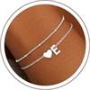 sloong Bracciale da donna in oro e argento, a forma di cuore, con lettere, per | Bracciale placcato oro/argento, ipoallergenico, regalo di compleanno, per donne, ragazze, bambini