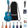 Donner Ukulele per Bambino Principiante Soprano Ukulele Kit 21 Polllici con Custodia Corde Ukelele Hawaiano Online Lezione Colore Blu