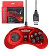 Retro-Bit Controller USB ufficiale Sega Genesis Arcade Pad a 8 pulsanti per Sega Genesis Mini, Switch/Switch 2, PC, Mac, Steam, RetroPie, Raspberry Pi - Porta USB (rosso cremisi)