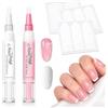 MrCuvaryas Set di 2 smalti francesi con 3 fogli di adesivi per French Tip, asciugatura rapida, senza lampada UV, Jelly Nude e bianco, penne per nail art con olio di ricino e vitamina E, asciugatura rapida