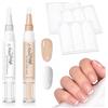 MrCuvaryas Set di 2 penne per unghie francesi con 3 fogli di adesivi per French Tip, asciugatura rapida, senza lampada UV, rosa e bianco, penne per nail art con olio di ricino e vitamina E, asciugatura rapida