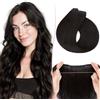 SEGO Pro 40cm Extension Capelli Veri Filo Invisibile #1B Nero Naturale Clip Fascia Unica Capelli Umani Lisci (65g)