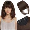 Silk-co Frangia Frontale Capelli Finti Frangetta Clip in Extension Posticci Donna Lisci Fascia Unica con Tempie 21.5g 2Clips Marrone Chiaro