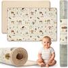 Mamabrum Tappeto Gioco Reversibile 180x120 cm per Neonati e Bambini, Superficie Morbida in Schiuma XPE per Gattonare e Giocare, Motivo Dolce Cittadina/Beige Sabbia, Sottofondo Leggero Arrotolabile