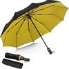 DORRISO Automatico Pieghevole Ombrello Uomo Donna Antivento Impermeabile Durevole Anti-UV Asciugatura Rapida Viaggio Ombrello Uomo Grande Ombrello Giallo