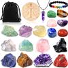 Purpledi Set di Pietre Chakra, Set di Cristalli di Chakra, Set di Cristalli Curativi Naturali e Pietre Chakra con Grappolo di Ametista, per la Meditazione Yoga di Guarigione Pietra Grezza Naturale (A)