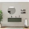 DEGHI Mobile bagno sospeso 120 cm verde cemento con lavabo sx senza troppopieno - Sleek