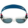 Aquasphere Kaiman - Occhialini da nuoto per adulti, lenti curve, confortevoli e adatti per nuotatori attivi, unisex, lenti fumé, montatura trasparente/petrolio
