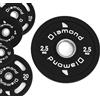 Diamond【Disco Olimpico Multipresa Professionale TPU 4 Maniglie】Pesi Ghisa Gommati Foro Ø50mm per Bilancieri Olimpici Bodybuilding, Sollevamento Pesi, Powerlifting, Home Gym