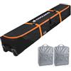 Odoland Borsa da Sci Borsa Imbottita per Snowboard e Scarponi da Sci con Ruote per Viaggi in Aereo, Borsa da Neve da Oxford Impermeabile 900D, Adatta a Snowboard da 170/190 cm