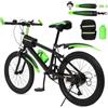 CHIMHOON Bicicletta per bambini da 20 pollici, bicicletta a 7 marce, in acciaio al carbonio, regolabile in altezza con borraccia, custodia, campana bussola (130-150 cm, max 85 kg)