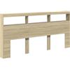 vidaXL Testiera con Contenitore a LED Rovere Sonoma 200x17x102 cm