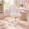 chairus Sedia Scrivania Bambina in Pelliccia Regolabile in Altezza, Rosa | Sedia da Ufficio per Cameretta a Forma di Funghi Sedia Girevole per Bambini con Gambe in Metallo per Studio/Cameretta