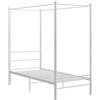 Solivagant Letto a Baldacchino Bianco in Metallo 90x200 cm,Bianco,18.3kg
