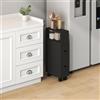 [en.casa] Mobile da Bagno Stretto a Rotelle con 2 Cassetti e Scomparto Aperto Armadietto Estraibile Multiuso per Cucina Lavanderia Ufficio 66 x 15 x 33 cm - Nero